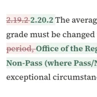 Tracked changes between two versions of a bylaw in FOLIO